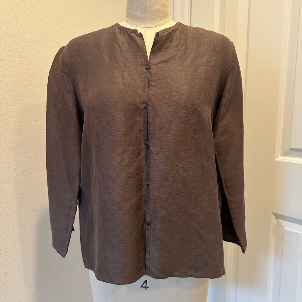 Eileen Fisher Silk/Linen Light Button Jacket
